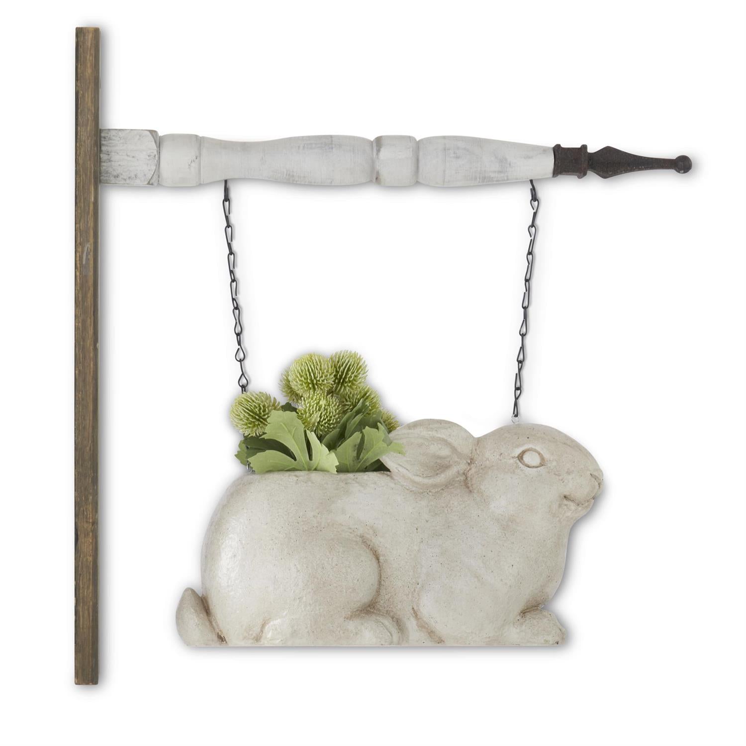 Tan Faux Stone Rabbit Planter Arrow Replacement Sign