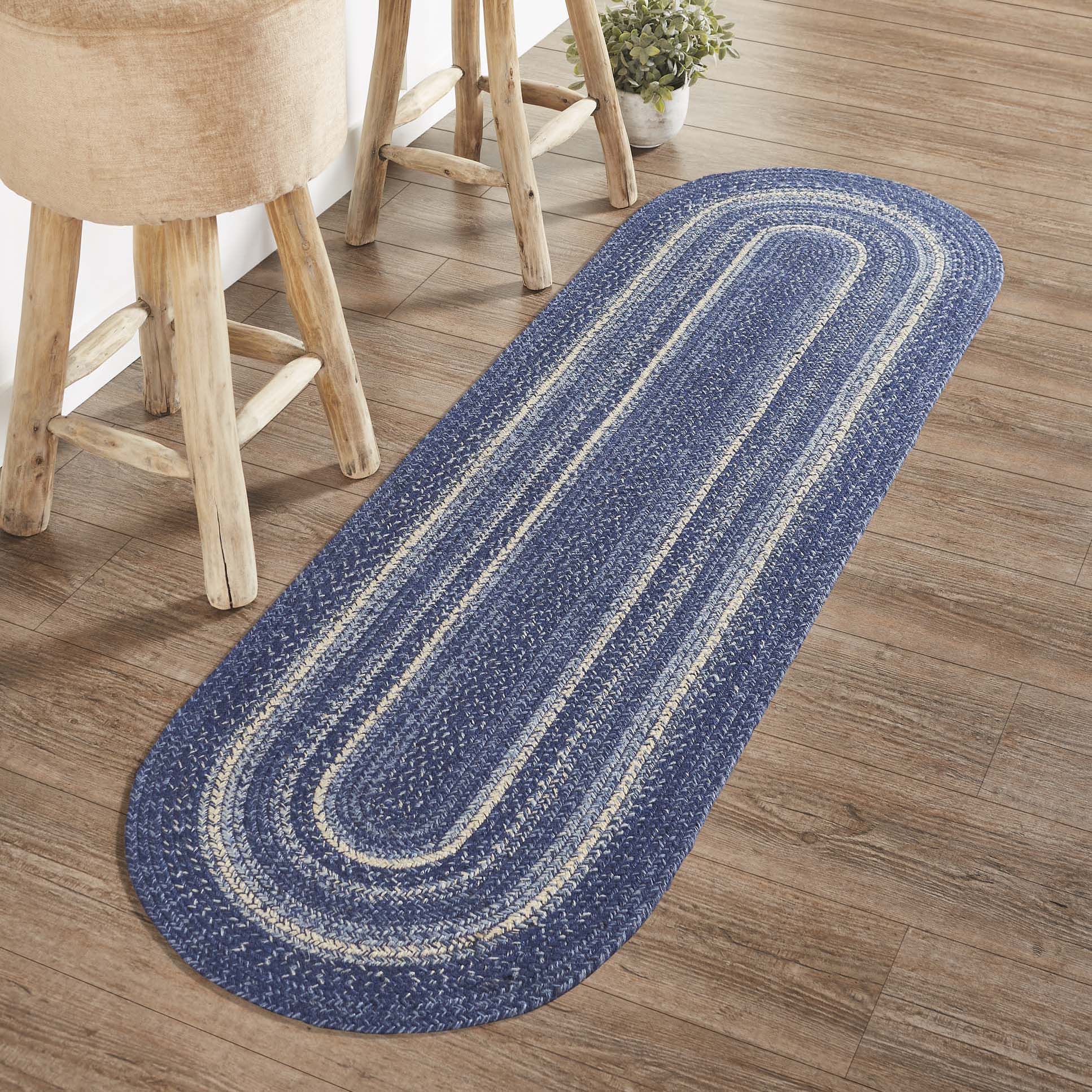 Great Falls Blue Jute Braided Rug