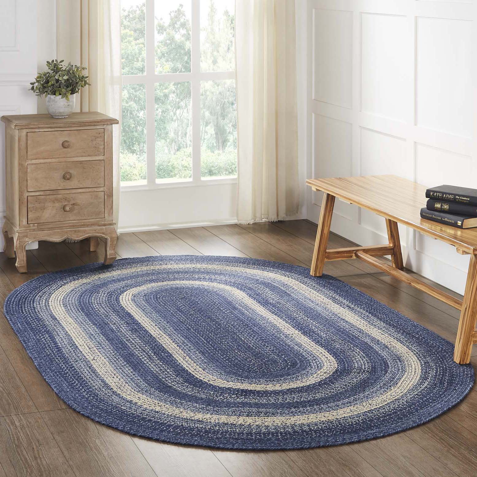 Great Falls Blue Jute Braided Rug