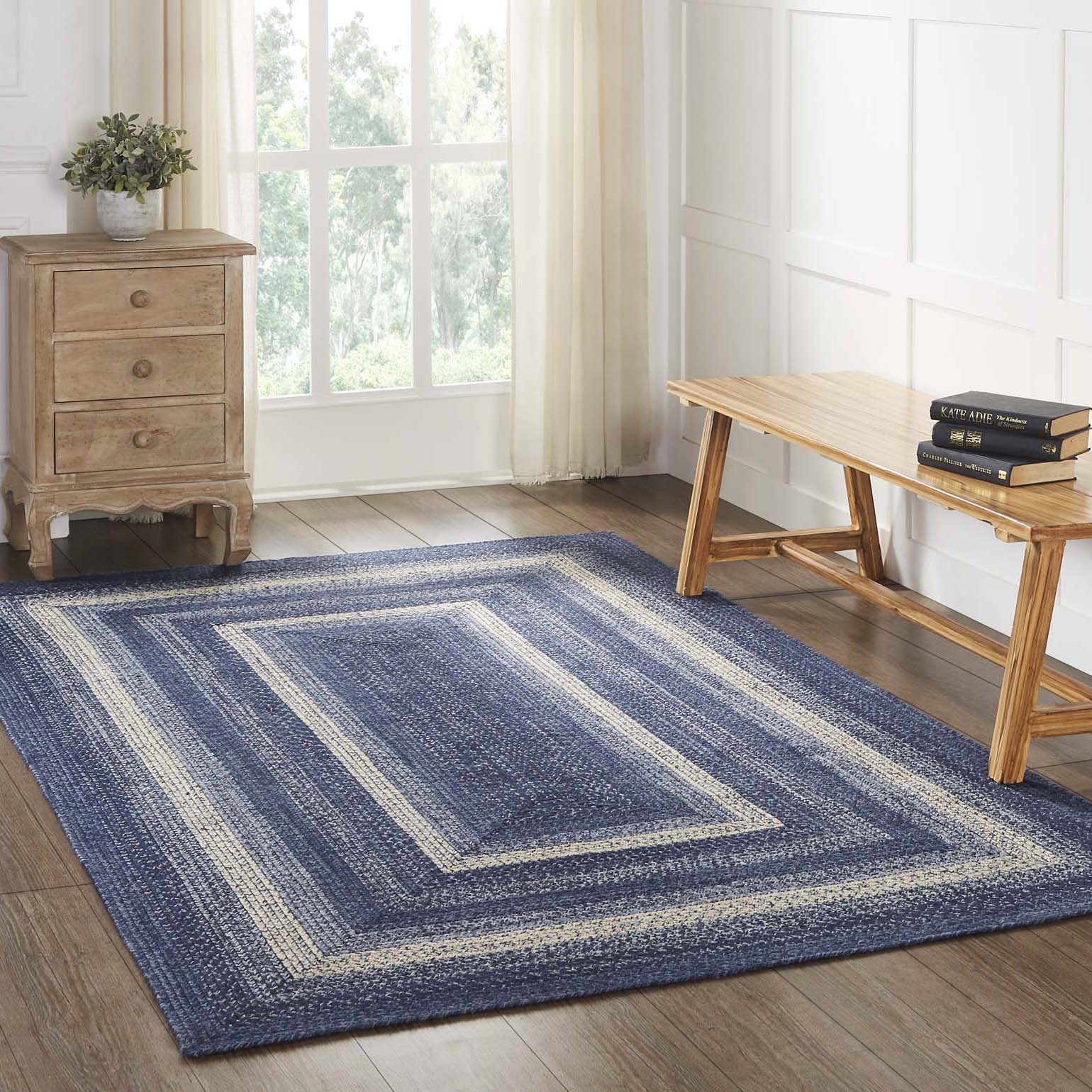 Great Falls Blue Jute Braided Rug