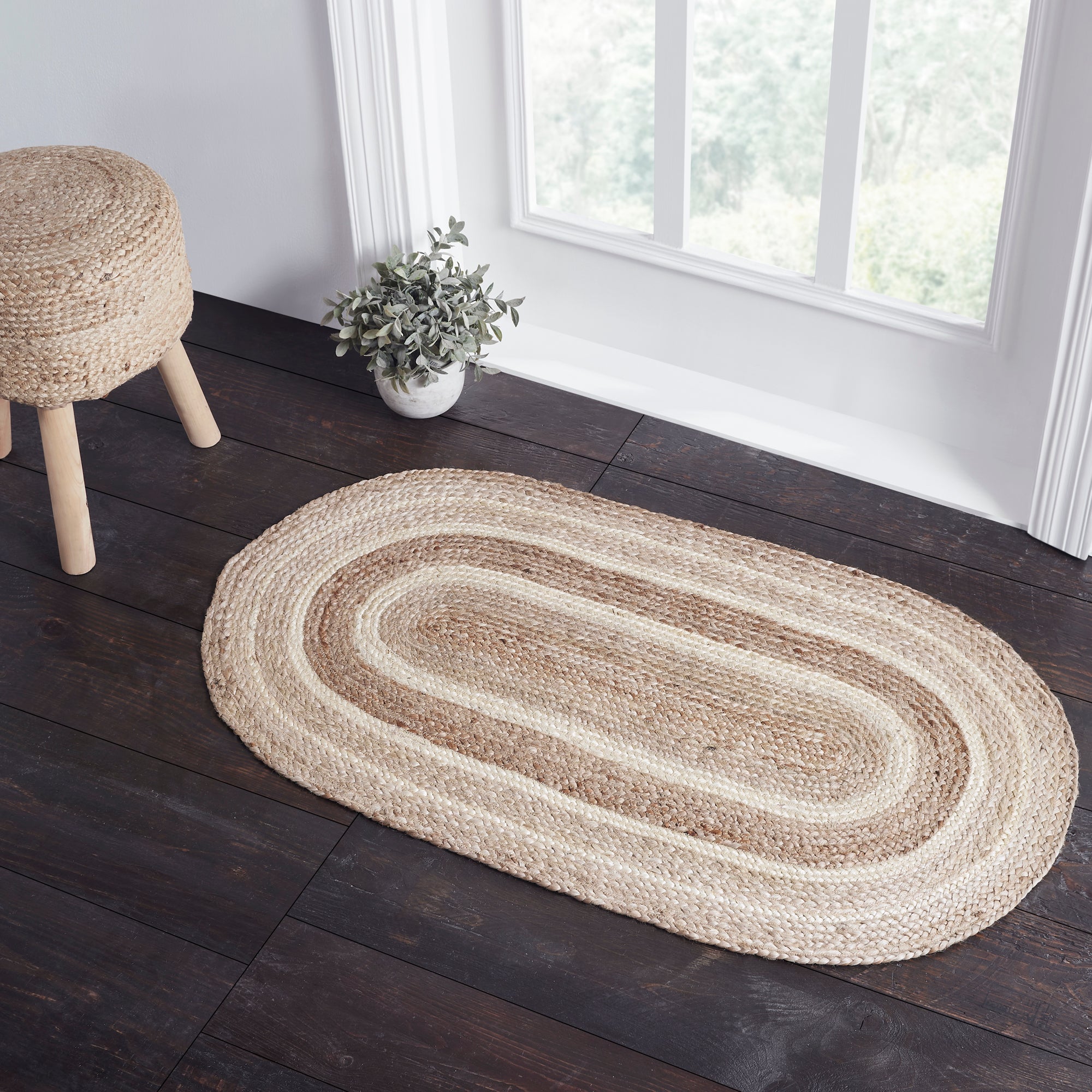 Natural & Creme Jute Braided Rug