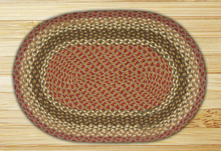 Olive/Burgundy/Gray C-024 Jute Braided Rug - Oval