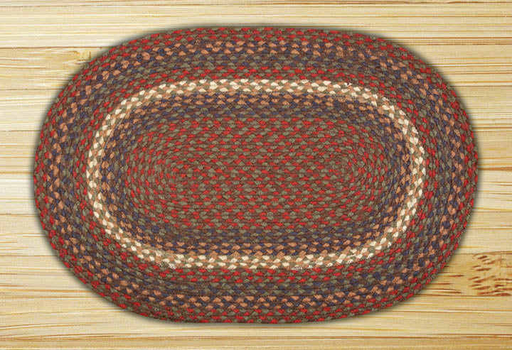 Burgundy/Gray C-040 Jute Braided Rug - Oval