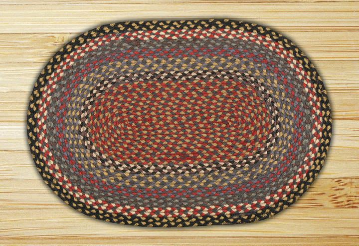 Burgundy/Blue/Gray C-043 Jute Braided Rug - Oval