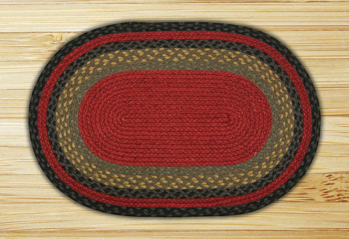 Burgundy / Olive / Charcoal C-238 Jute Braided Rug - OVAL