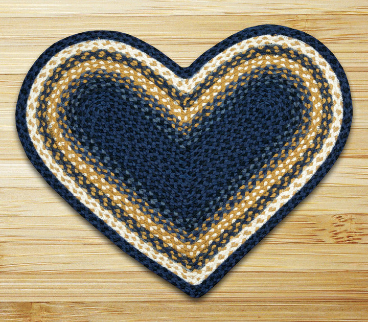 Light & Dark Blue/Mustard C-079 Heart Shaped Jute Rug