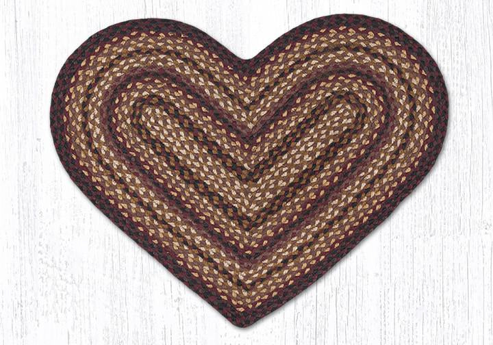 Black Cherry/Chocolate/Cream C-371 Heart Shaped Jute Braided Rug