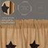 Burlap Natural Black Star Stenciled Short Prairie Curtain