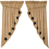 Burlap Natural Black Star Stenciled Short Prairie Curtain