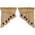 Burlap Natural Black Star Stenciled Prairie Swag Curtain