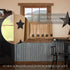 Burlap Natural Black Star Stenciled Tier Curtain