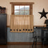 Burlap Natural Black Star Stenciled Tier Curtain