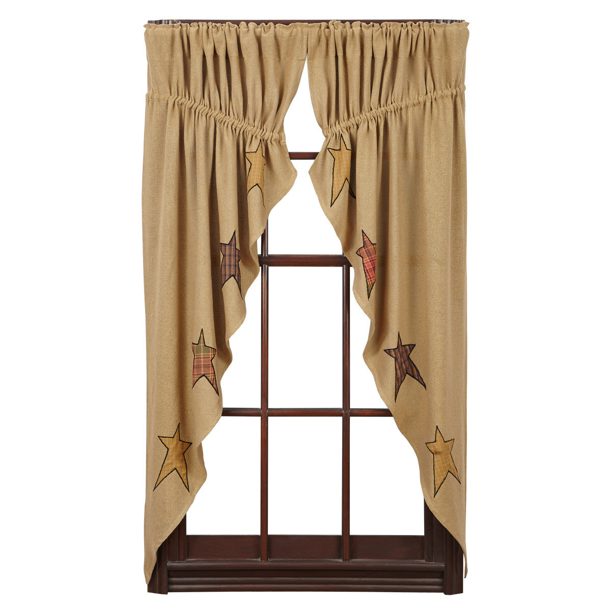 Stratton Burlap Applique Star Prairie Curtain