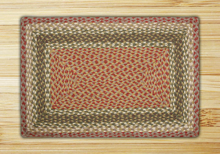 Olive/Burgundy/Gray C-024 Jute Braided Rug - Rectangular