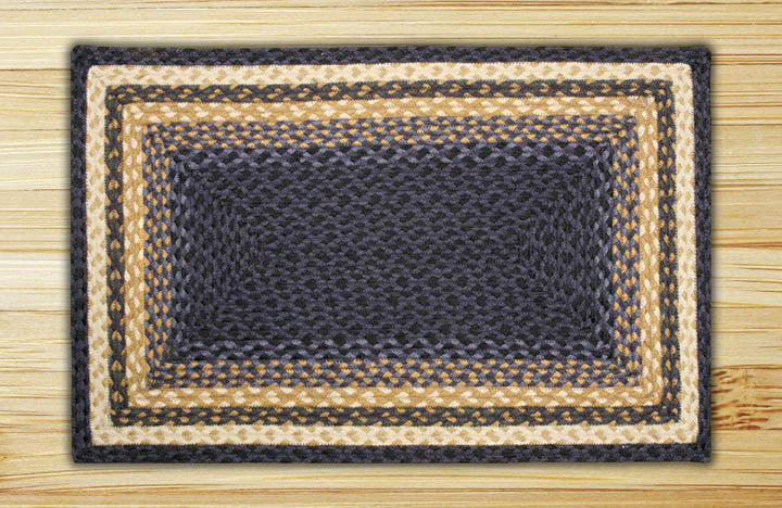 Light & Dark Blue/Mustard C-079 Jute Braided Rug - Rectangular