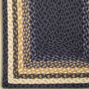 Light & Dark Blue/Mustard C-079 Jute Braided Rug