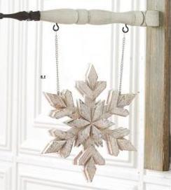 Whitewash Double Sided Wood Snowflake Arrow Replacement Sign by K&K Interiors