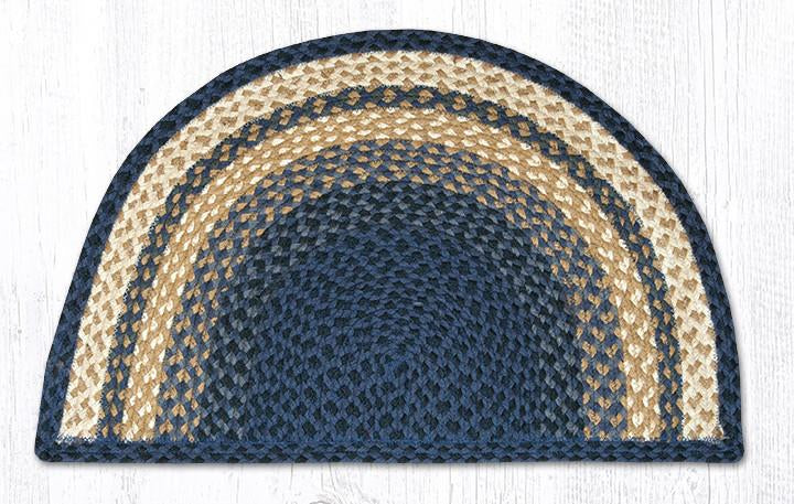 Light & Dark Blue/Mustard SC-079 Slice Jute Braided Rug