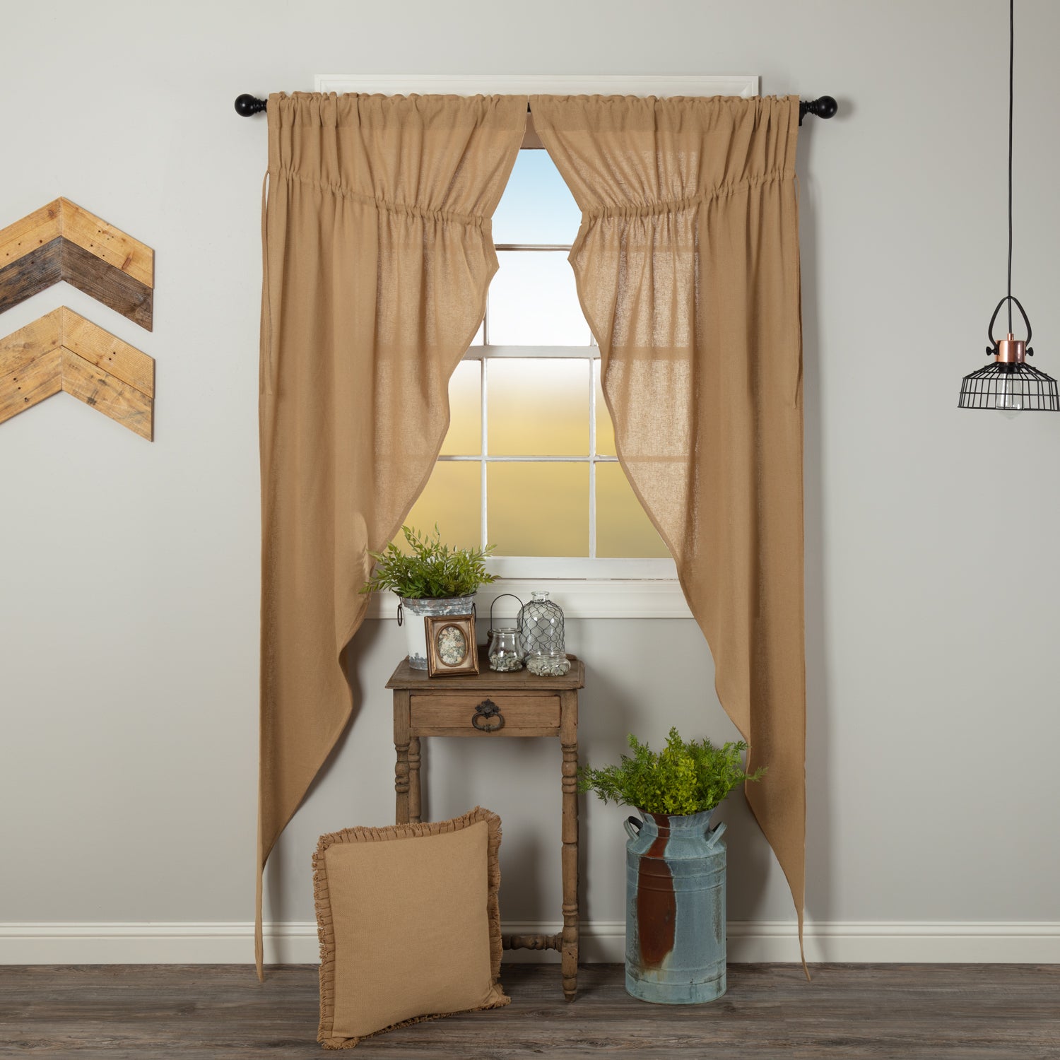 Burlap Natural Long Prairie Panel Set Curtains