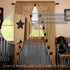 Burlap Natural Black Star Stenciled Long Prairie Curtain