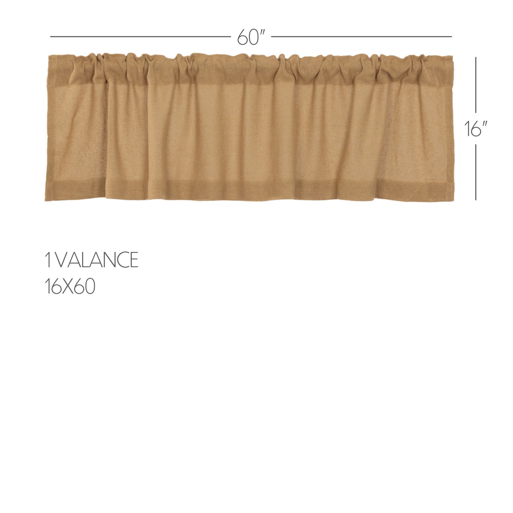 Burlap Natural Valance 16x60