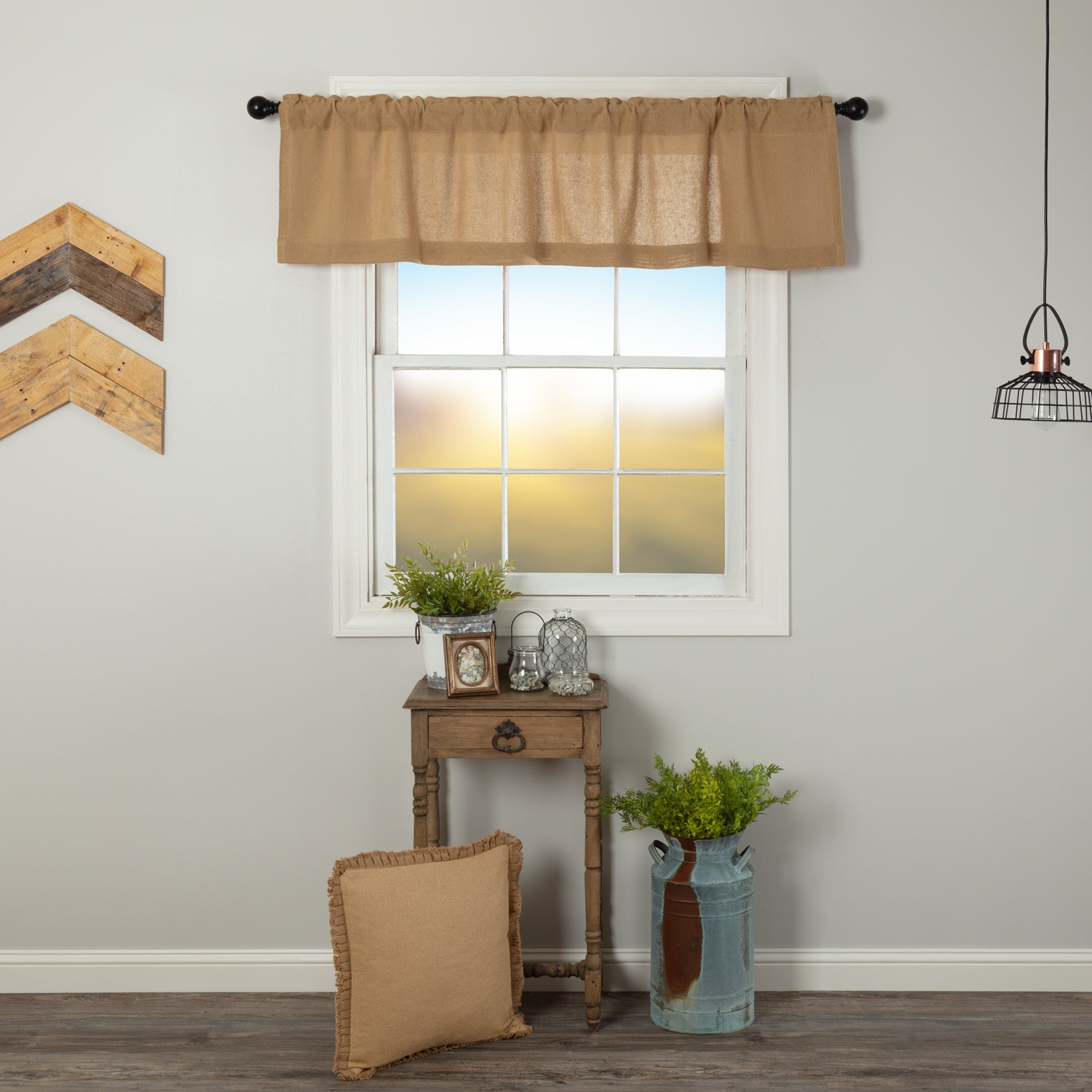 Burlap Natural Valance 16x60