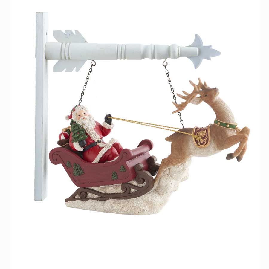 Santa Riding Sleigh with Reindeer Arrow Replacement Sign