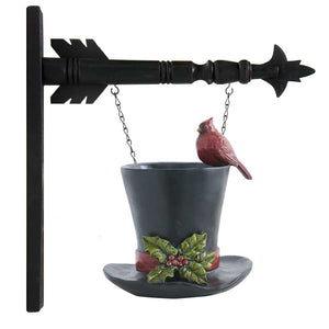 Black Resin Top Hat Vase w/ Cardinal Arrow Replacement Sign by K&K Interiors
