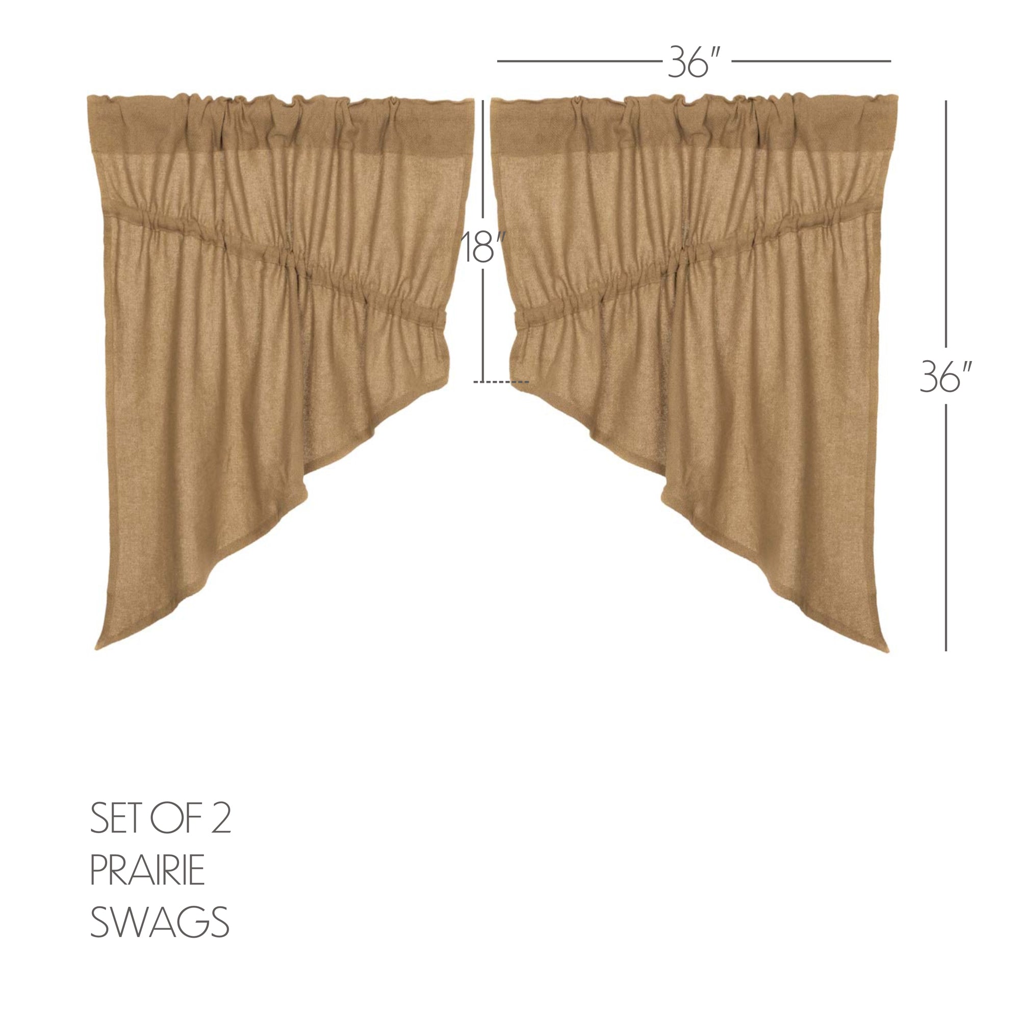 Burlap Natural Prairie Swag Curtain