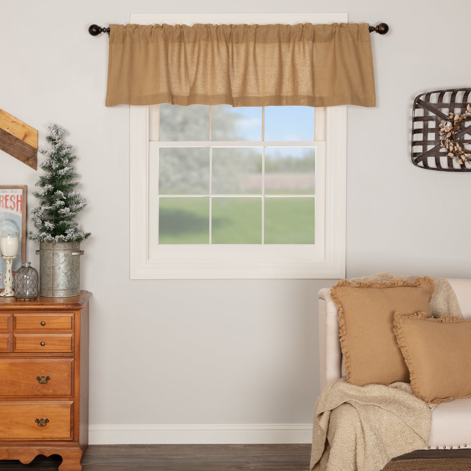 Burlap Natural Valance 72 x 16