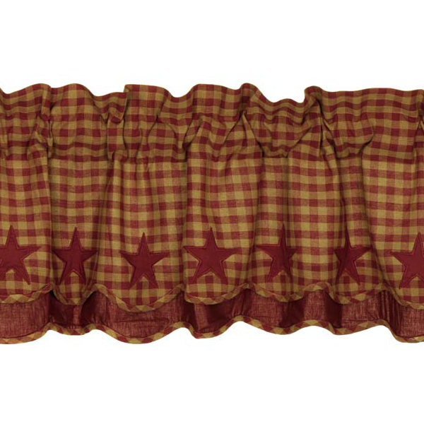 Burgundy Star Scalloped Layered Valance