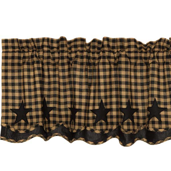 Black Star Scalloped Layered Valance