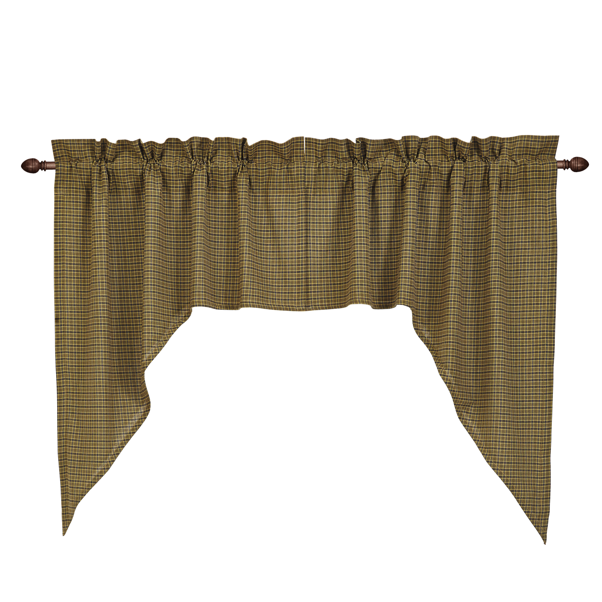 Tea Cabin Green Plaid Swag Curtain Set of 2 36x36x16  by VHC Brands