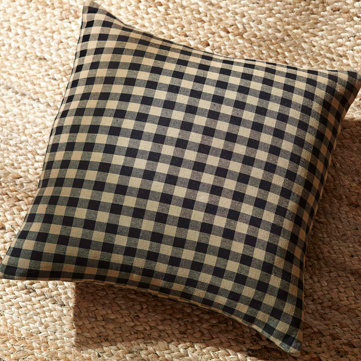 Black Check Fabric Euro Sham 26x26