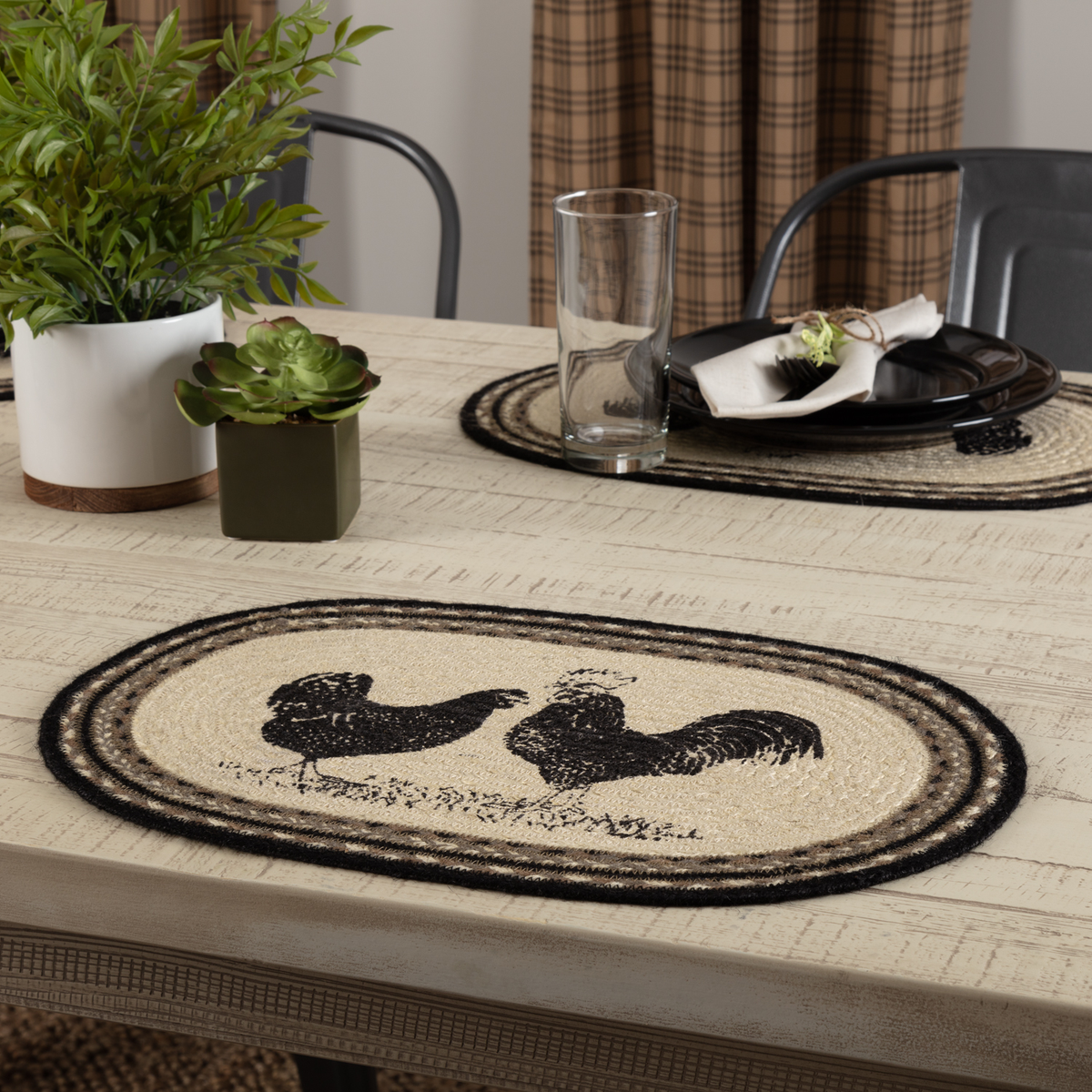 Sawyer Mill Charcoal Poultry Jute Placemat Set of 6