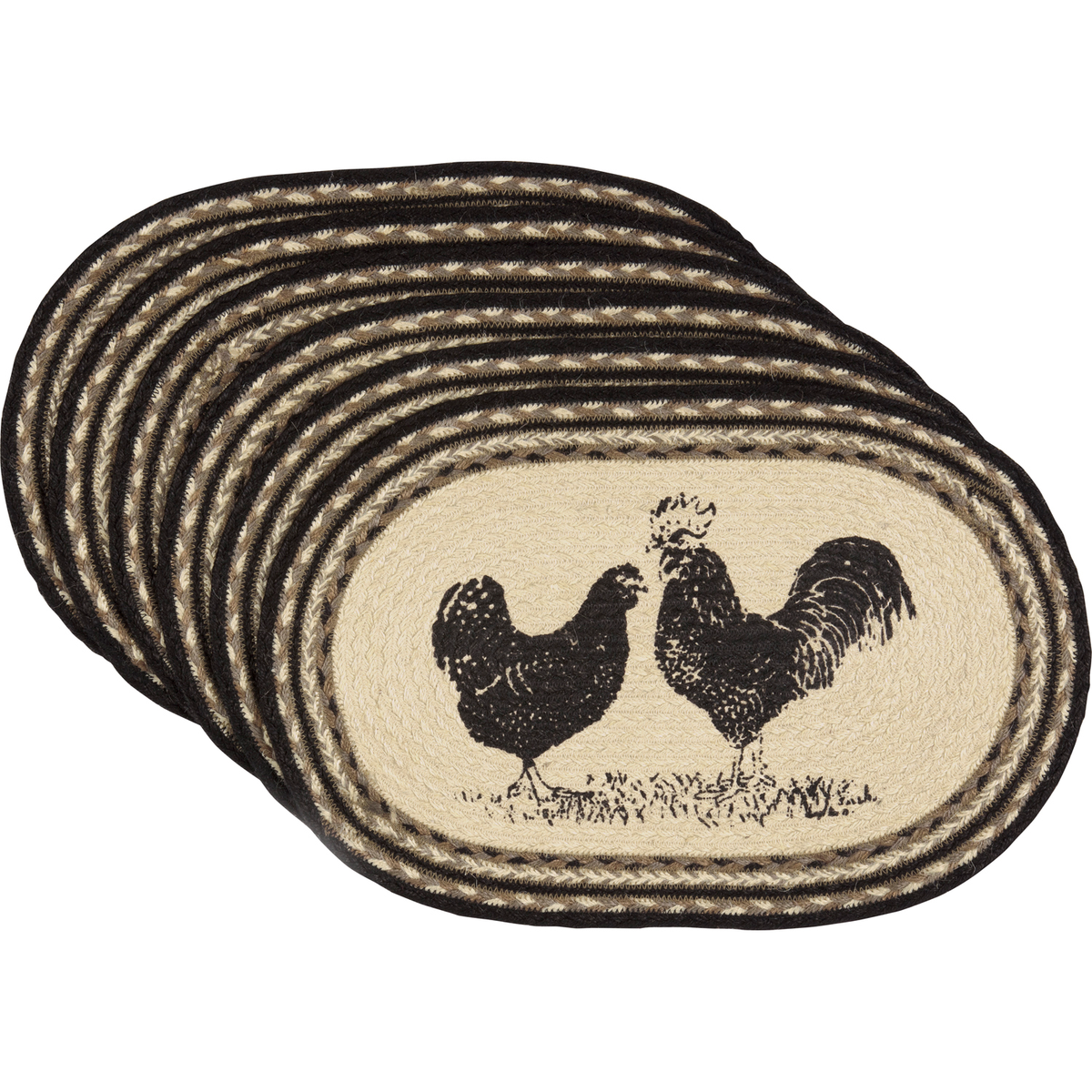 Sawyer Mill Charcoal Poultry Jute Placemat Set of 6