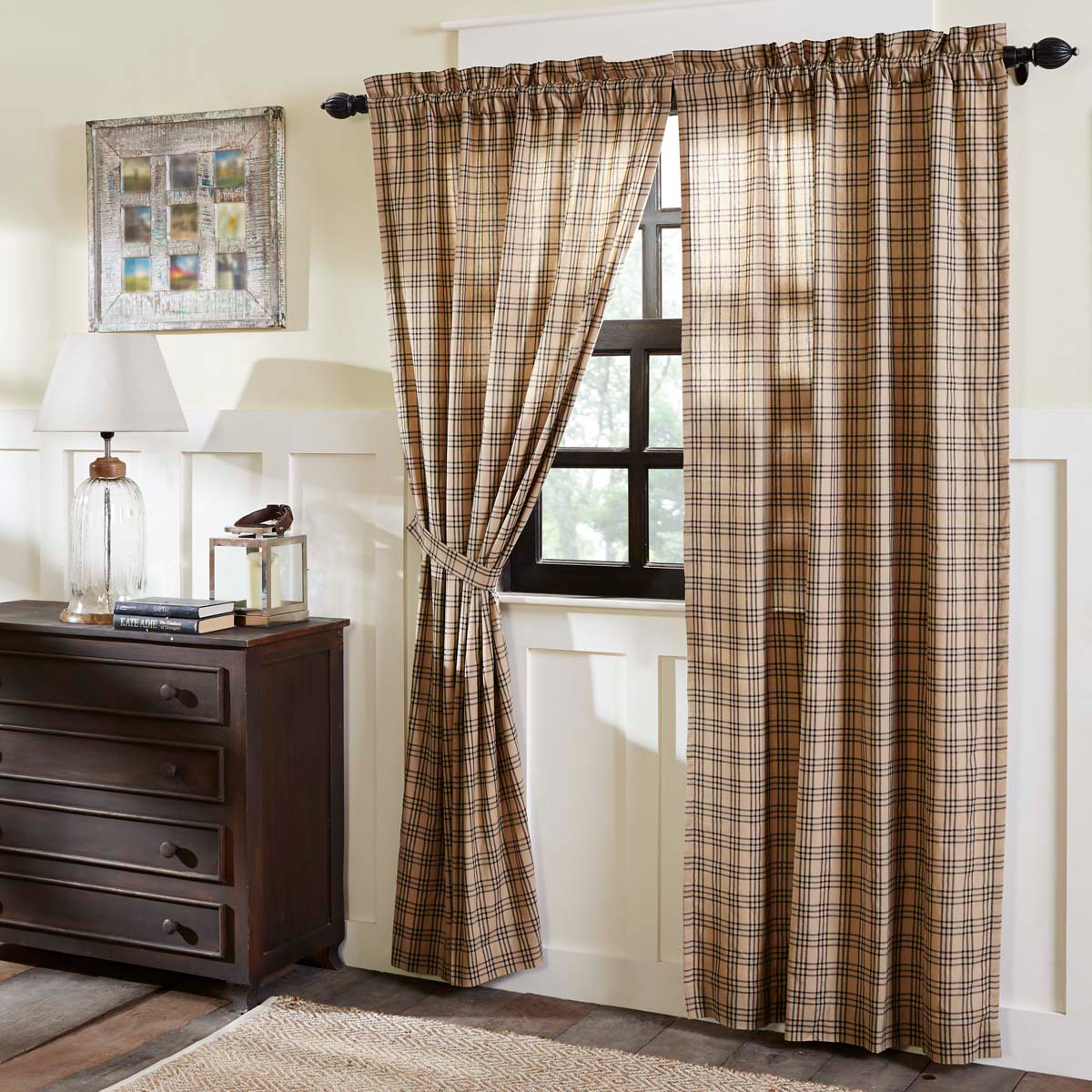 Sawyer Mill Charcoal Plaid Panel Curtains 84"L