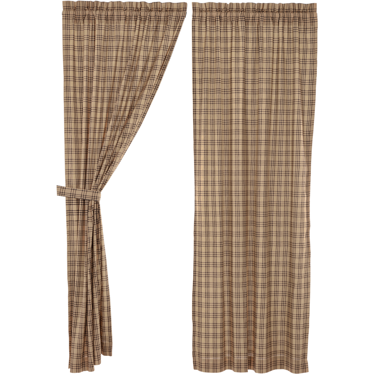 Sawyer Mill Charcoal Plaid Panel Curtains 84"L