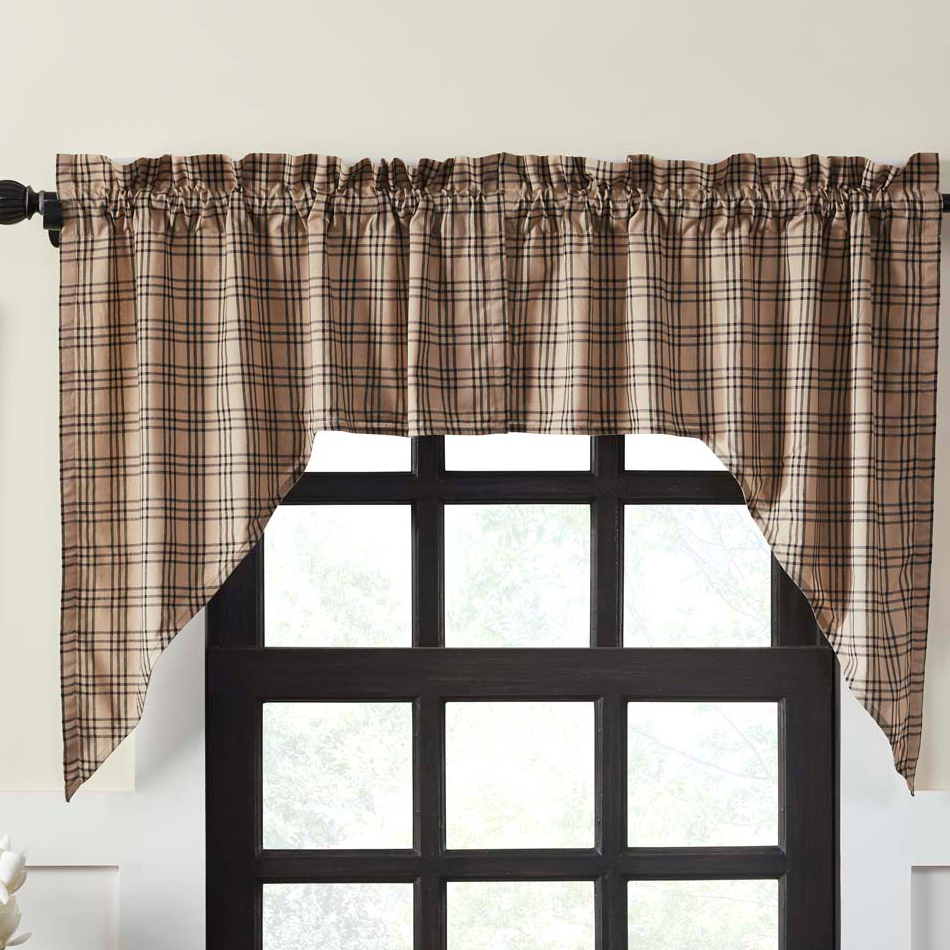 Sawyer Mill Charcoal Plaid Swag Curtains