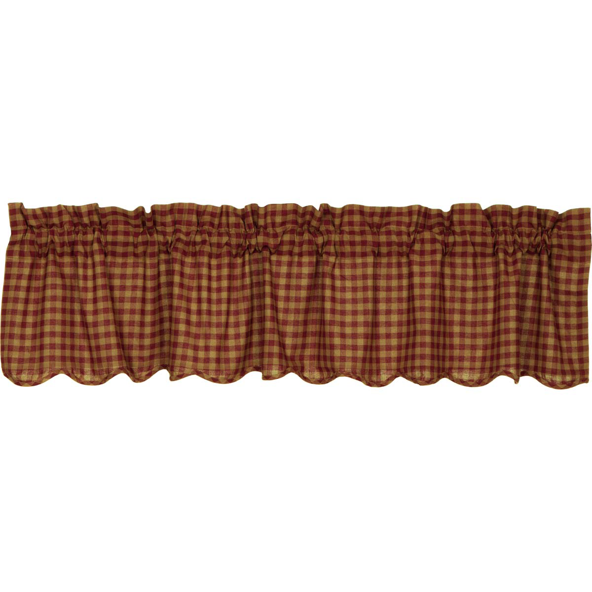 Burgundy Check Scalloped Valance