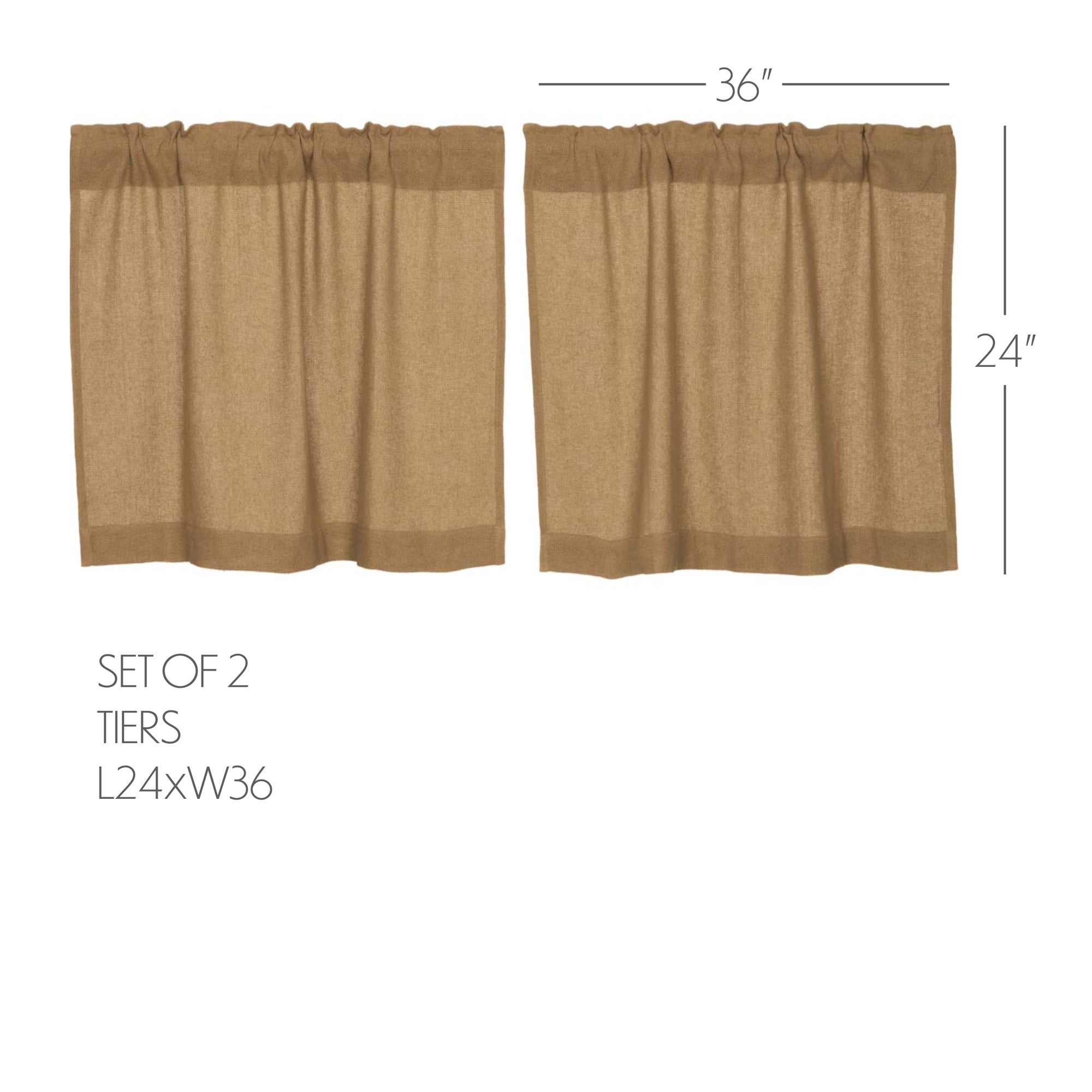 Burlap Natural Tier Curtains 24"L