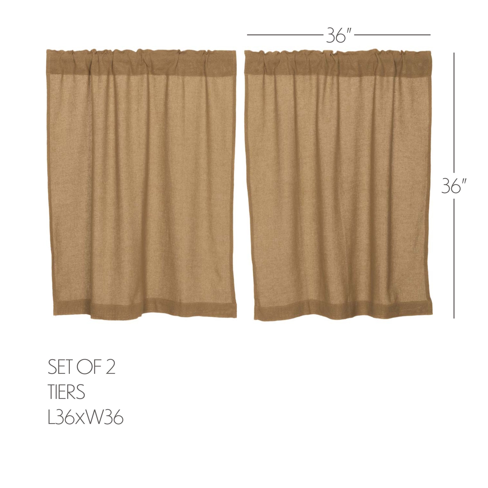 Burlap Natural Tier Curtains 36"L