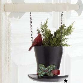 Black Resin Top Hat Vase w/ Cardinal Arrow Replacement Sign